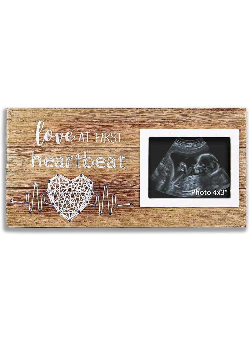 ChicAbode New Mom Gifts - Pregnancy Announcements Ideas Baby Gender Reveal Gifts - Love At First Heartbeat Sonogram Picture Frame for Standard 4" x 3" Ultrasound Photo - Image 1
